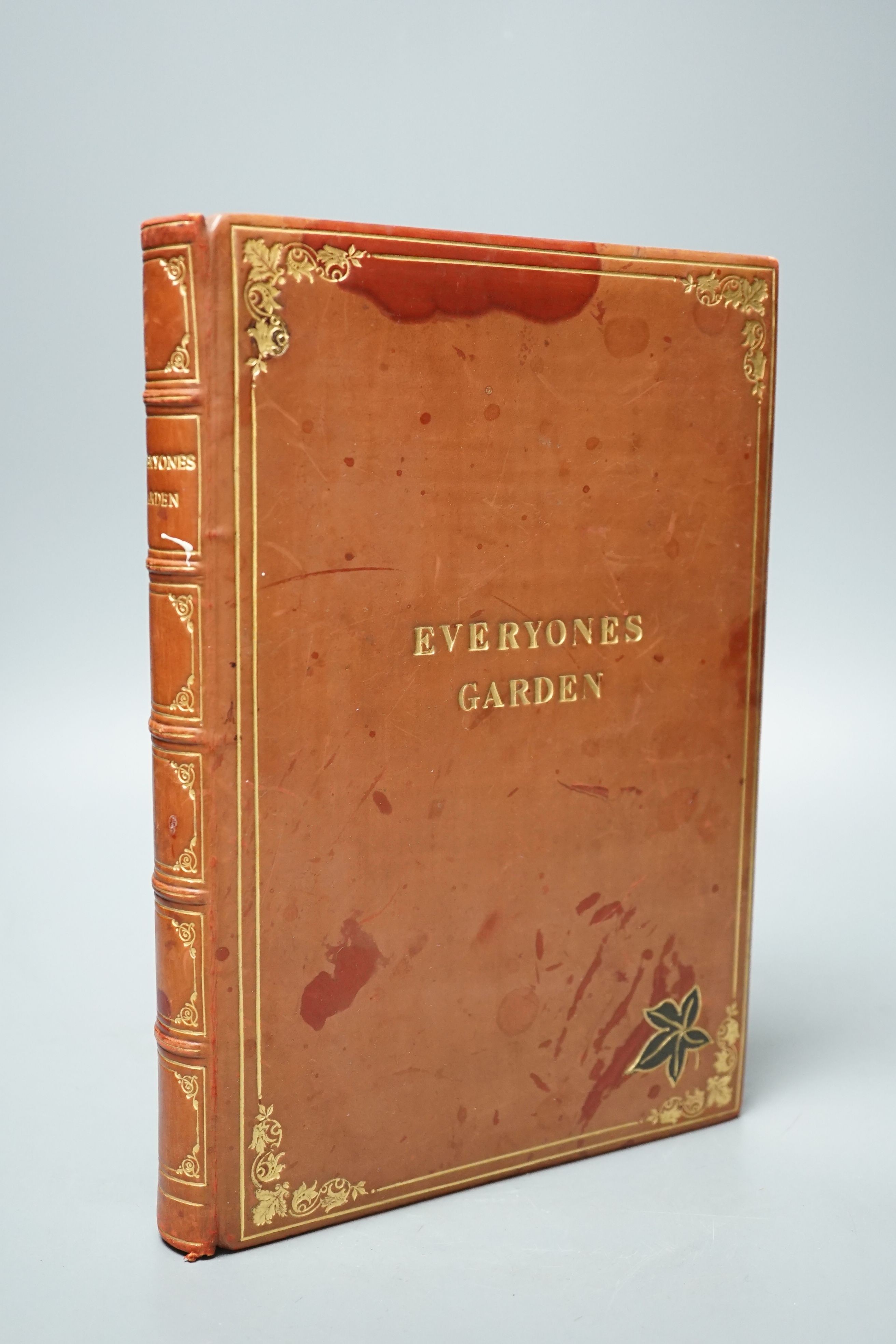 'Everyone’s Garden’, a leather-bound privately produced volume of botanical watercolours with opposing inscribed and illuminated pages